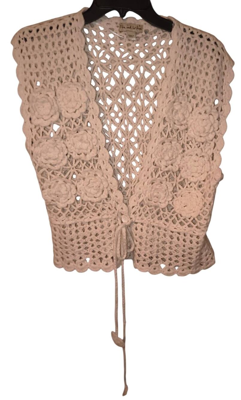 Bohemian crochet vest Live and Let Live Open-weave lattice body three-dimensiona